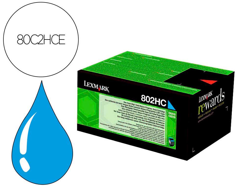 TONER LASER LEXMARK 80C2HCE CIAN 3000 PAGINAS