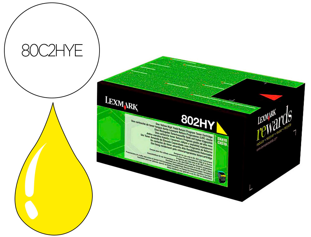 TONER LASER LEXMARK 80C2HYE AMARILLO 3000 PAGINAS