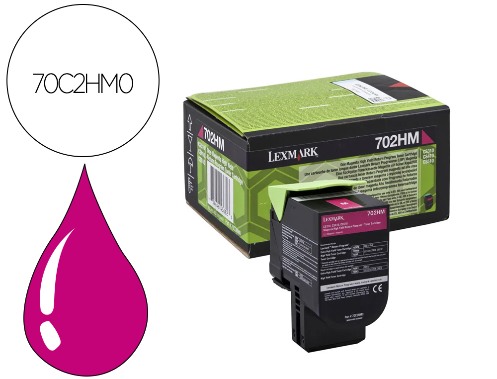 TONER LEXMARK LASER 70C2HM0 CS310 / 410 MAGENTA 3000 PAGINAS