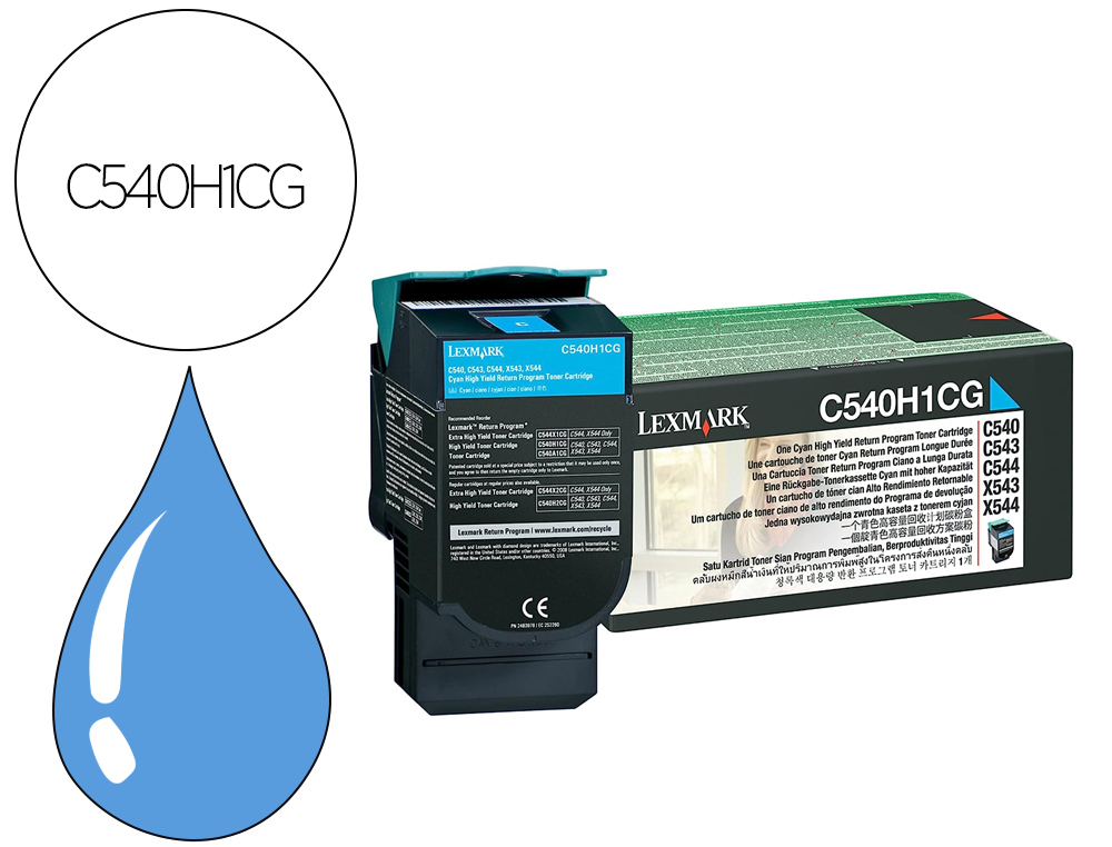 TONER LEXMARK LASER C540H1CG C540 / C543 / C544 / X543 / X544 CIAN 2000 PAGINAS
