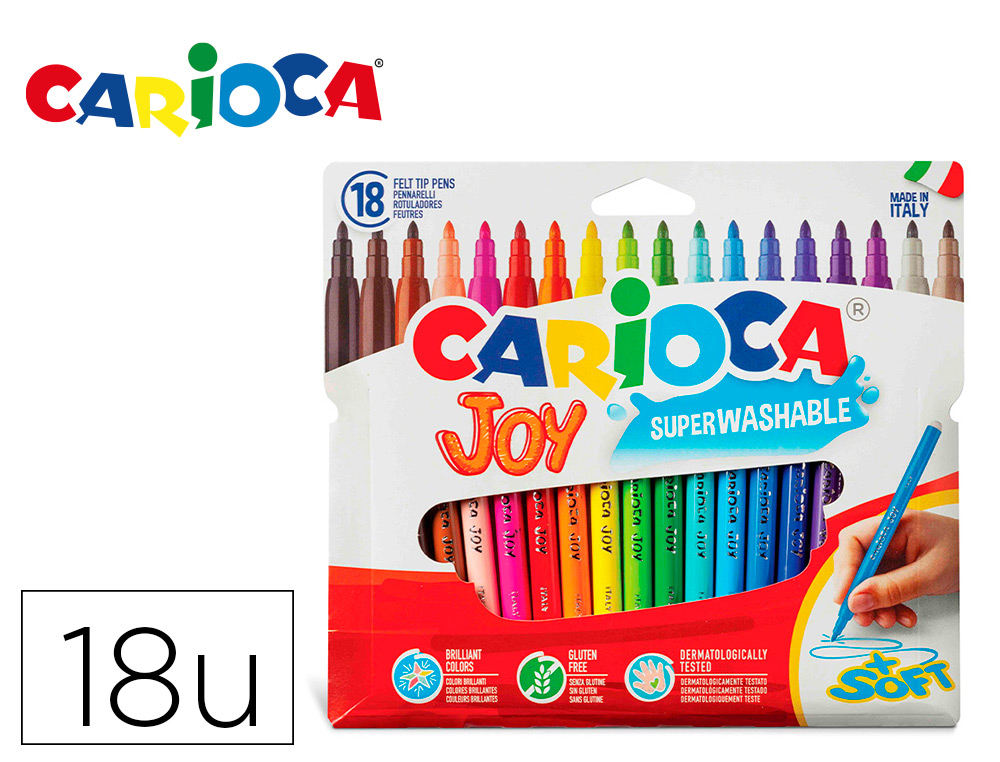 ROTULADOR CARIOCA JOY CAJA DE 18 UNIDADES COLORES SURTIDOS