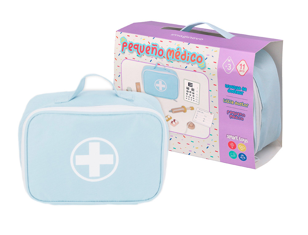 JUEGO INFANTIL IMAGINOVO MADERA MALETIN DE MEDICO +3 AOS 11 PIEZAS 24,5X18X10CM