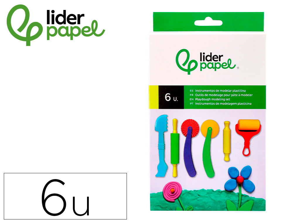 INSTRUMENTOS DE MODELAR LIDERPAPEL PARA PLASTILINA DE PLASTICO CAJA DE 6 PIEZAS
