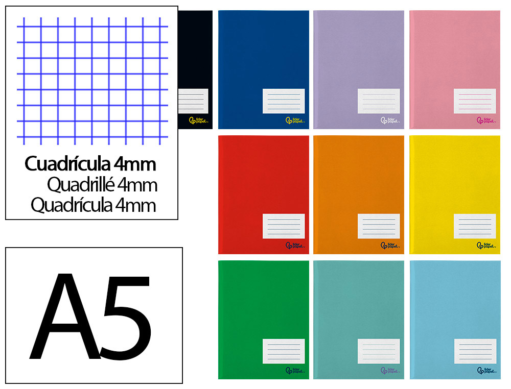 LIBRETA LIDERPAPEL SMART A5 PLUS 48 HOJAS 75G/M2 CUADRO 4MM CON MARGEN COLORES SURTIDO