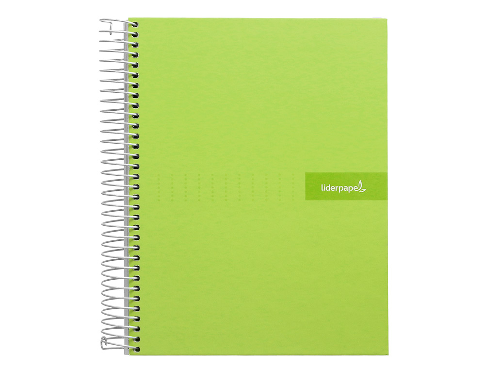 CUADERNO ESPIRAL LIDERPAPEL A4 MICRO CRAFTY TAPA FORRADA 120H 90 GR CUADRO 5MM 5 BANDAS 4 COLORES COLOR VERDE