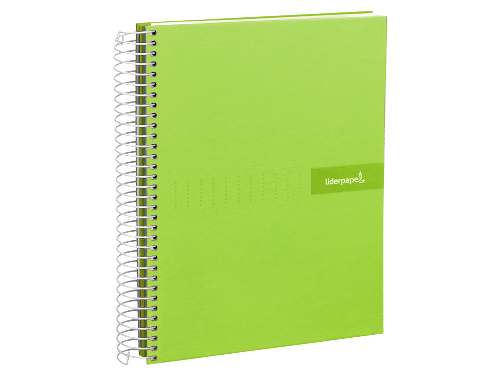 CUADERNO ESPIRAL LIDERPAPEL A4 MICRO CRAFTY TAPA FORRADA 120H 90 GR CUADRO 5MM 5 BANDAS 4 COLORES COLOR VERDE