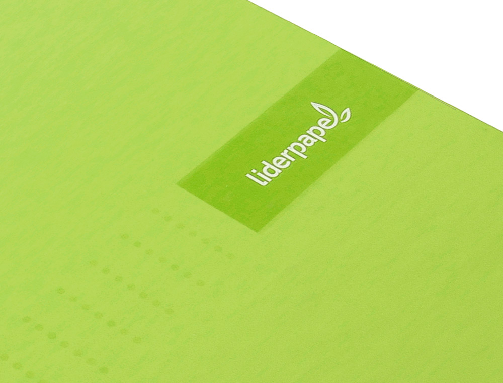 CUADERNO ESPIRAL LIDERPAPEL A4 MICRO CRAFTY TAPA FORRADA 120H 90 GR CUADRO 5MM 5 BANDAS 4 COLORES COLOR VERDE