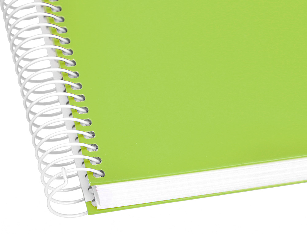 CUADERNO ESPIRAL LIDERPAPEL A4 MICRO CRAFTY TAPA FORRADA 120H 90 GR CUADRO 5MM 5 BANDAS 4 COLORES COLOR VERDE