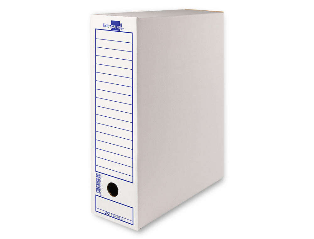 CAJA ARCHIVO DEFINITIVO LIDERPAPEL FOLIO CARTON RECICLADO 400G/M2 LOMO 100 MM BLANCO 365X100X251 MM