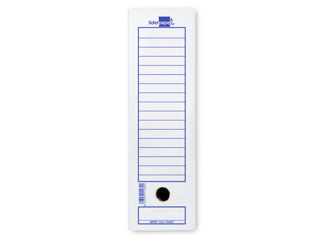 CAJA ARCHIVO DEFINITIVO LIDERPAPEL FOLIO CARTON RECICLADO 400G/M2 LOMO 100 MM BLANCO 365X100X251 MM