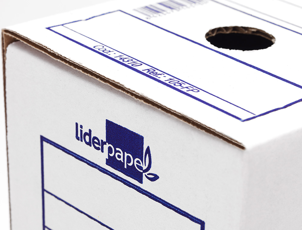 CAJA ARCHIVO DEFINITIVO LIDERPAPEL FOLIO CARTON RECICLADO 400G/M2 LOMO 100 MM BLANCO 365X100X251 MM