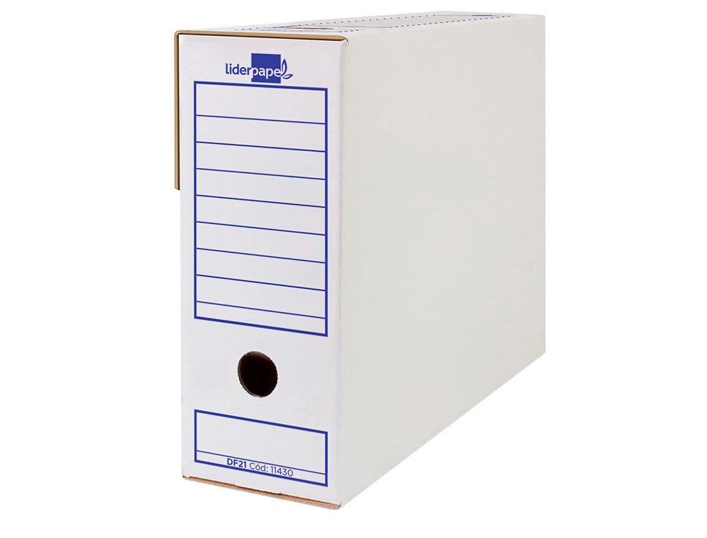 CAJA ARCHIVO DEFINITIVO LIDERPAPEL FOLIO CARTON RECICLADO 400G/M2 LOMO 100 MM BLANCO 365X100X251 MM
