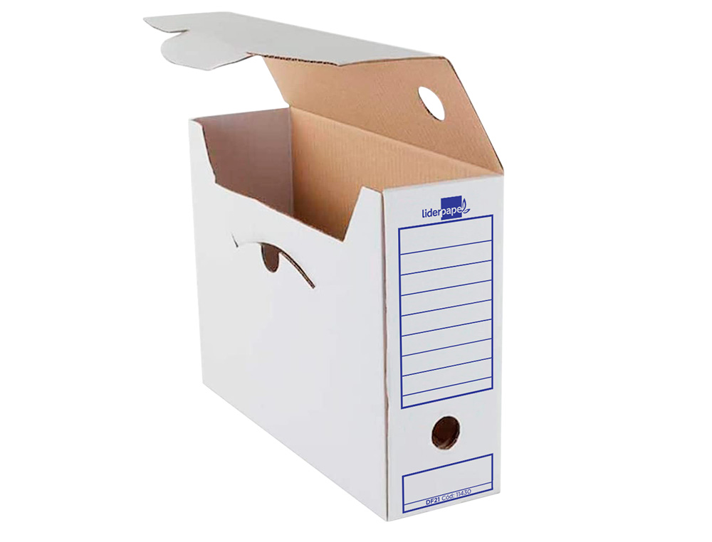 CAJA ARCHIVO DEFINITIVO LIDERPAPEL FOLIO CARTON RECICLADO 400G/M2 LOMO 100 MM BLANCO 365X100X251 MM