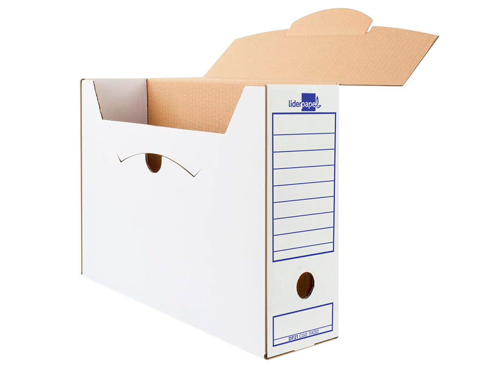 CAJA ARCHIVO DEFINITIVO LIDERPAPEL FOLIO CARTON RECICLADO 400G/M2 LOMO 100 MM BLANCO 365X100X251 MM