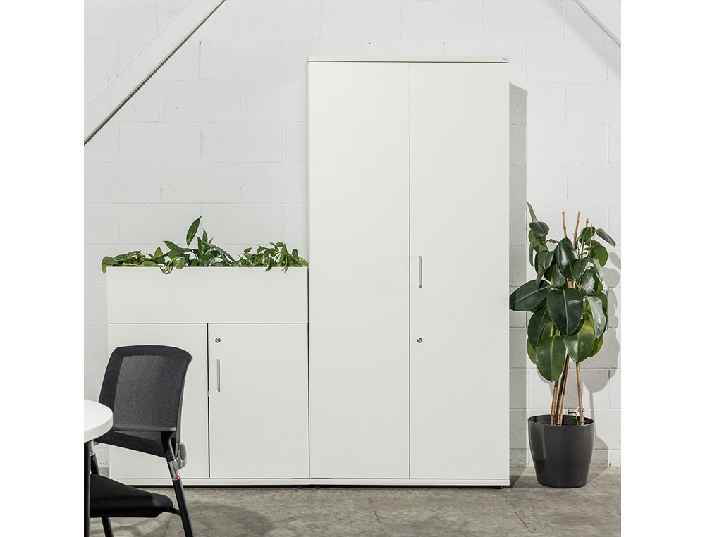ARMARIO ROCADA CON DOS PUERTAS SERIE STORE 78X90X45 CM ACABADO AN04 GRIS/BLANCO