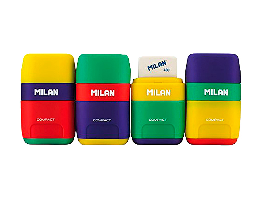 SACAPUNTAS MILAN PLASTICO 2 USOS CON GOMA COMPACT MIX