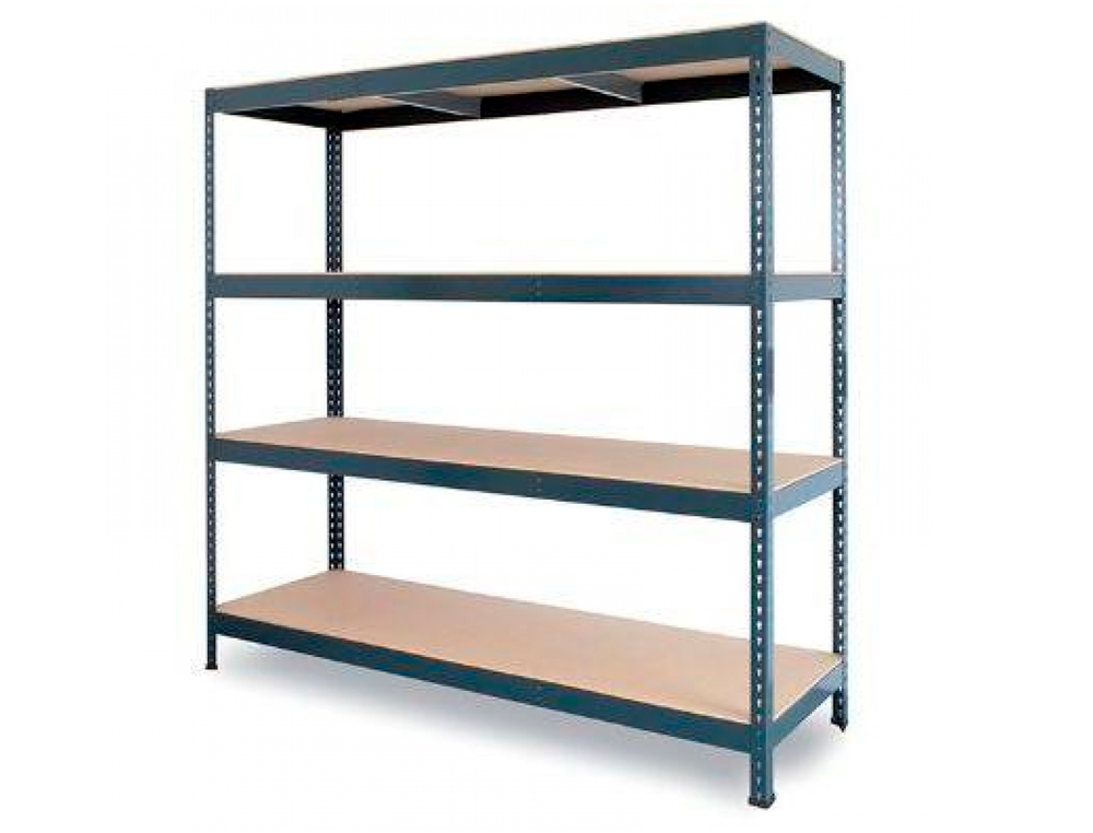 ESTANTERIA METALICA AR STABIL XL 200X150X60 CM 4 ESTANTES 500 KG POR ESTANTE BANDEJA DE MADERA SIN TORNILLOS COLOR
