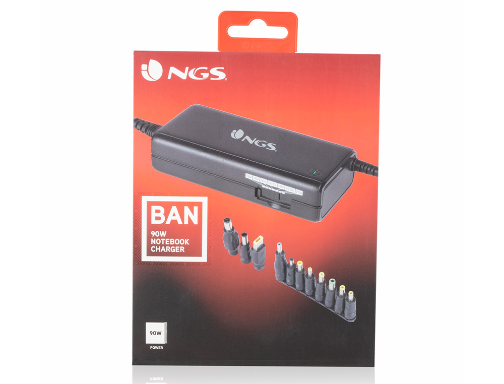 ADAPTADOR DE CORRIENTE NGS MANUAL LAPTOP 90W CON 11 ADAPTADORES