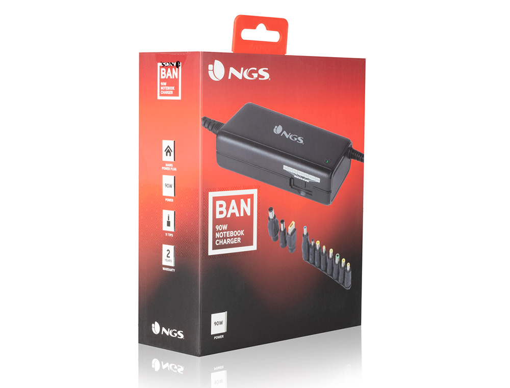 ADAPTADOR DE CORRIENTE NGS MANUAL LAPTOP 90W CON 11 ADAPTADORES