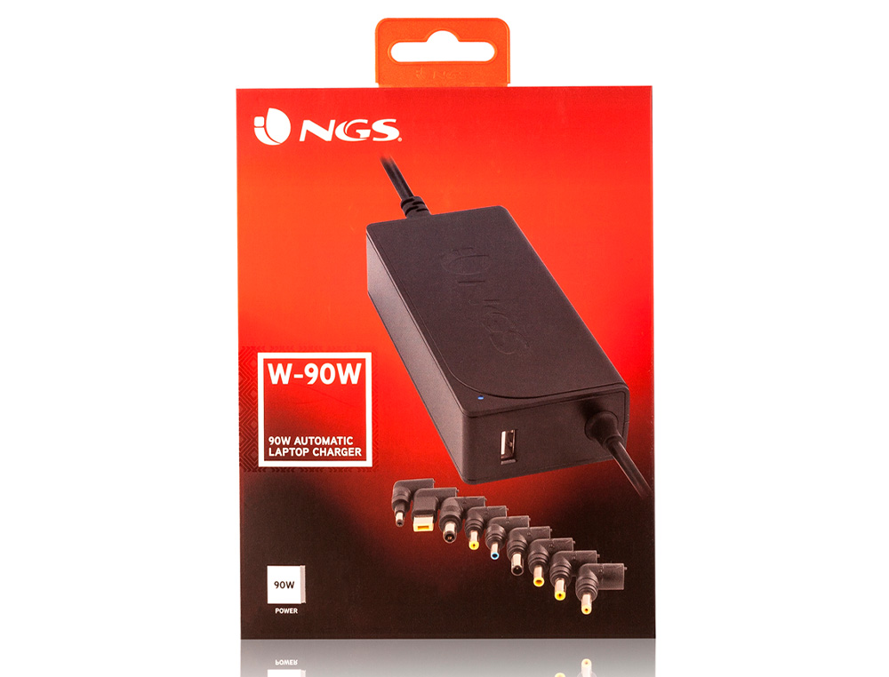 ADAPTADOR DE CORRIENTE NGS AUTOMATIC 90W CON 9 ADAPTADORES Y SALIDA USB 2A