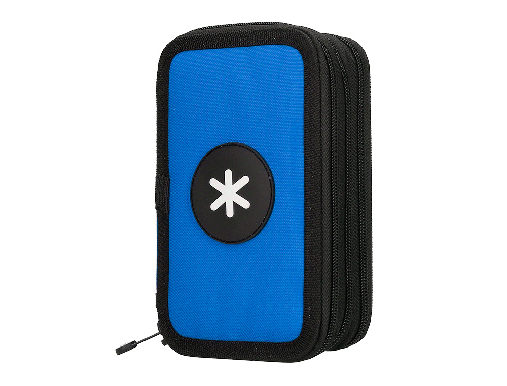 PLUMIER ESCOLAR ANTARTIK TRIPLE CREMALLERA COLOR AZUL 36 PIEZAS