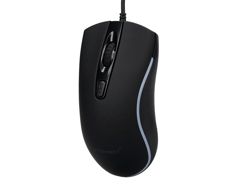 RATON Q-CONNECT OPTICO CON CABLE 800/1200/1600 DPI 4 BOTONES ILUMINACION LED NEGRO