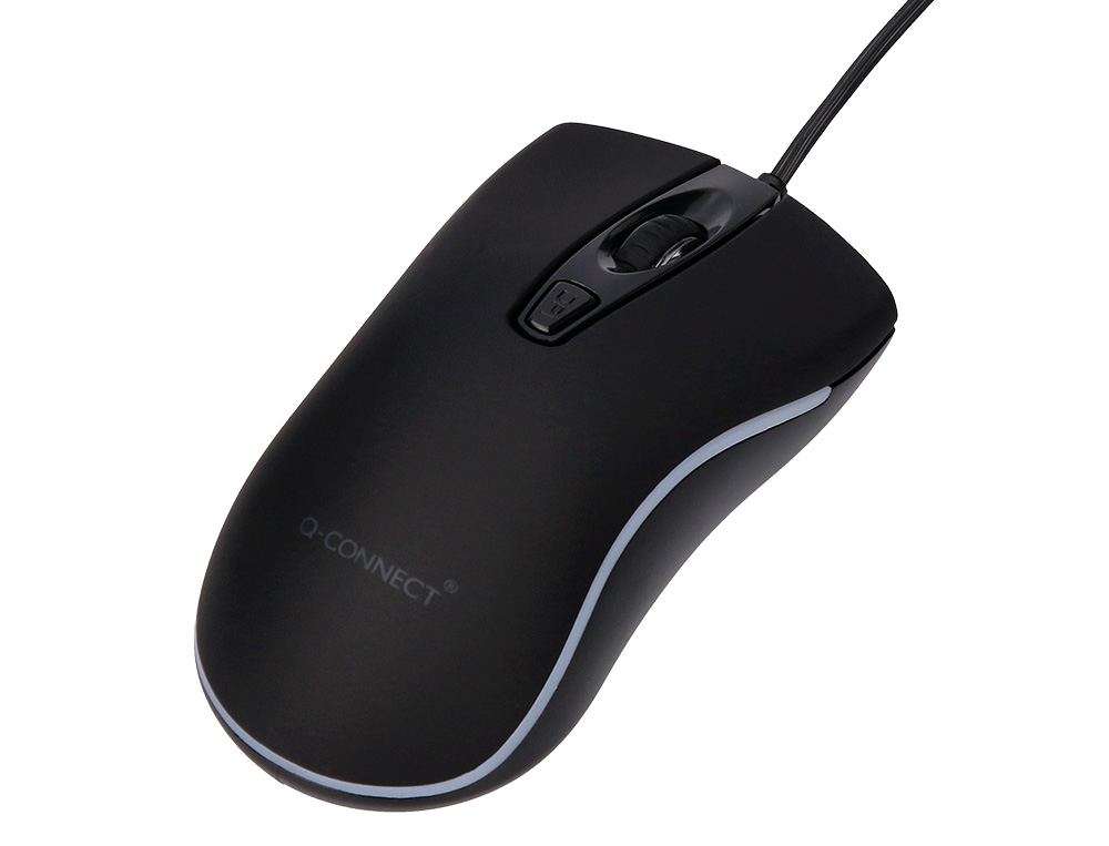 RATON Q-CONNECT OPTICO CON CABLE 800/1200/1600 DPI 4 BOTONES ILUMINACION LED NEGRO