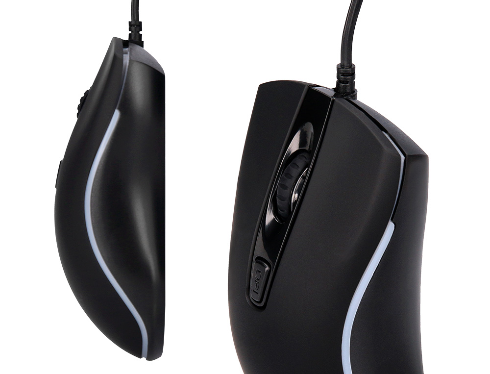 RATON Q-CONNECT OPTICO CON CABLE 800/1200/1600 DPI 4 BOTONES ILUMINACION LED NEGRO