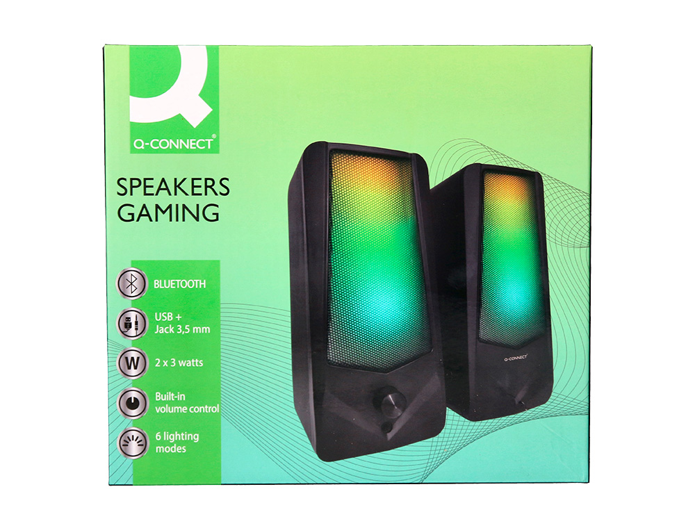 ALTAVOCES Q-CONNECT BLUETOOTH CON ILUMINACIN RGB POT ENCIA MAXIMA 2X3W CONTROL DE VOLUMEN COLOR NEGRO