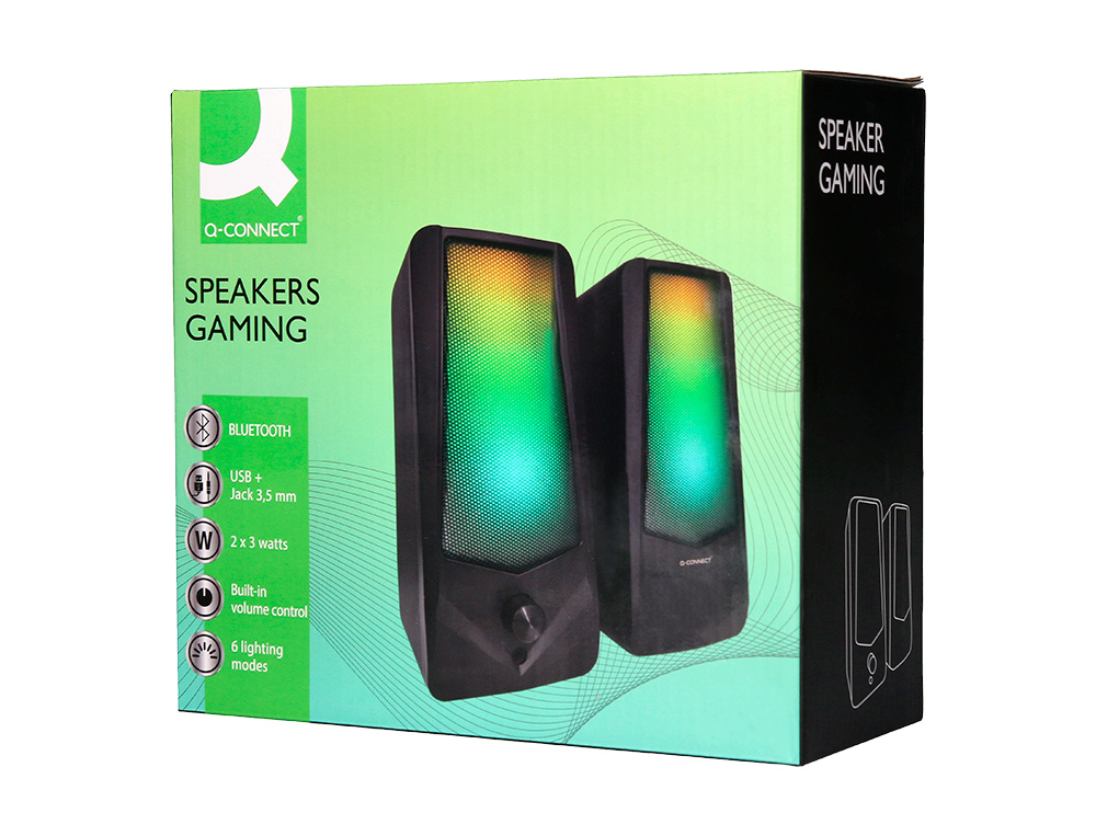 ALTAVOCES Q-CONNECT BLUETOOTH CON ILUMINACIN RGB POT ENCIA MAXIMA 2X3W CONTROL DE VOLUMEN COLOR NEGRO