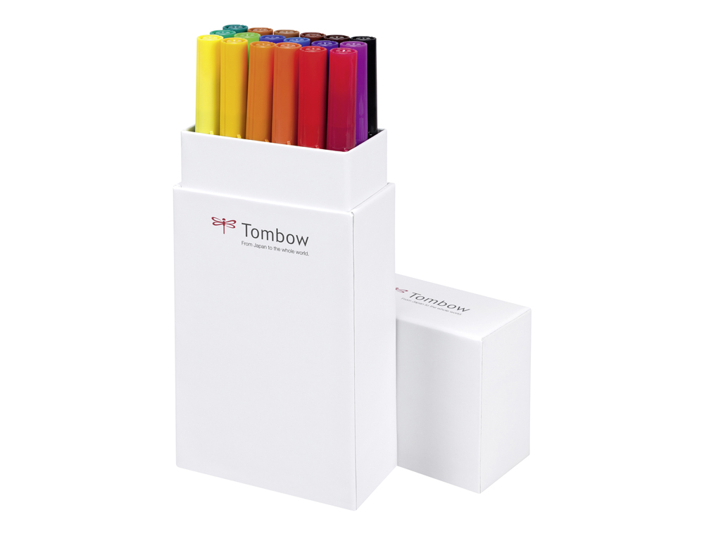 ROTULADOR TOMBOW ABT DUAL BRUSH ACUARELABLE DOBLE PUNTA FINA/PINCEL ESTUCHE DE 18 COLORES PRIMARIOS