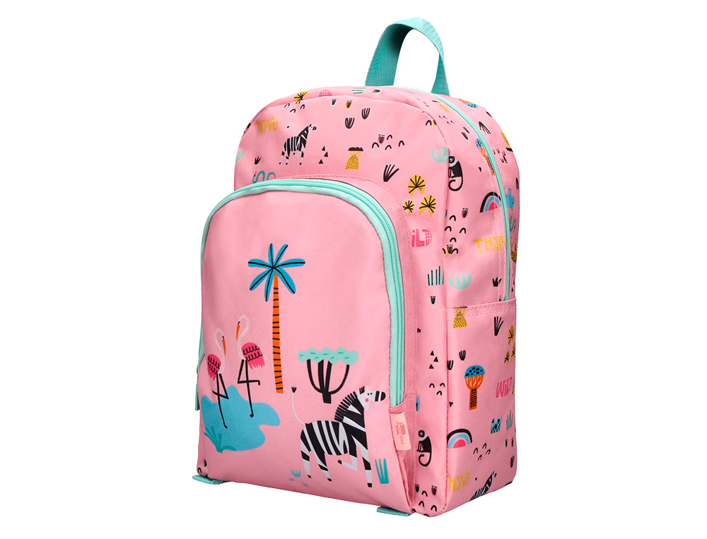 MOCHILA ESCOLAR LIDERPAPEL SAFARI INFANTIL ROSA CEBRA 330X110X250