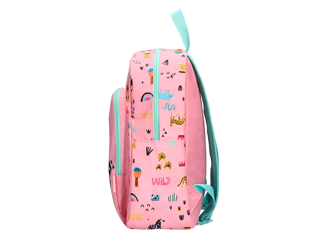 MOCHILA ESCOLAR LIDERPAPEL SAFARI INFANTIL ROSA CEBRA 330X110X250