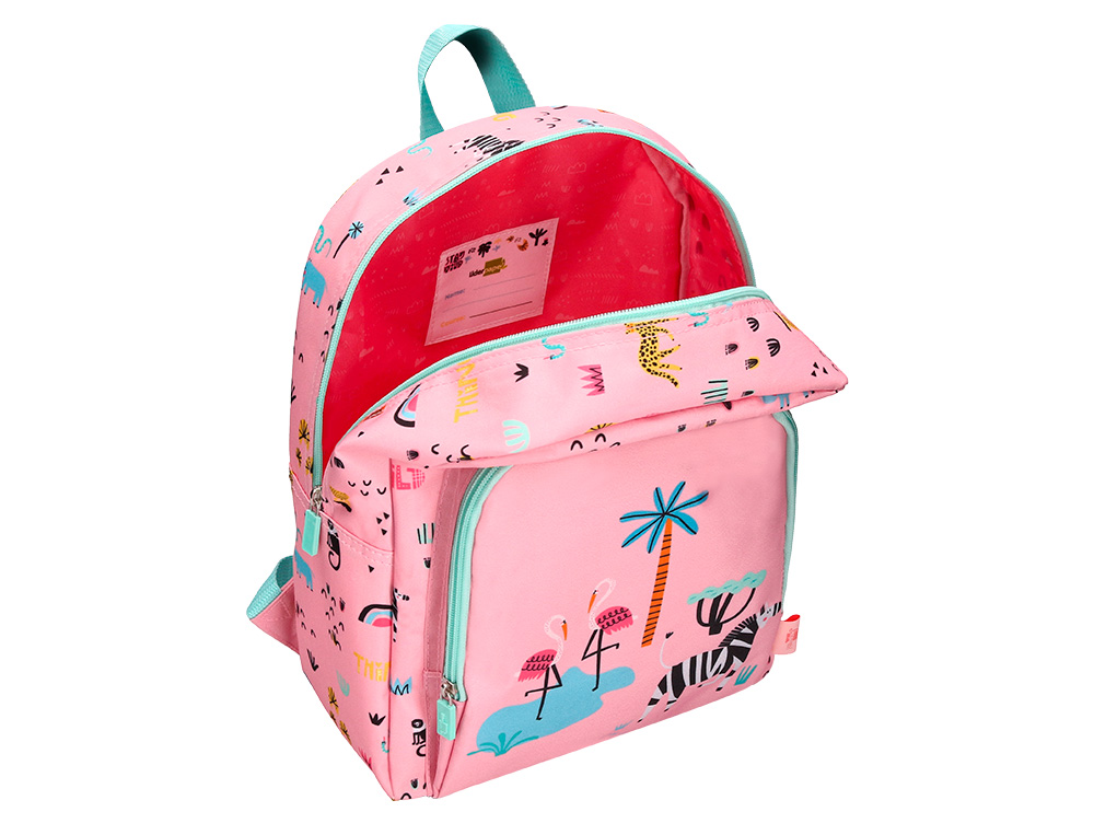 MOCHILA ESCOLAR LIDERPAPEL SAFARI INFANTIL ROSA CEBRA 330X110X250