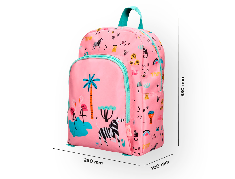MOCHILA ESCOLAR LIDERPAPEL SAFARI INFANTIL ROSA CEBRA 330X110X250