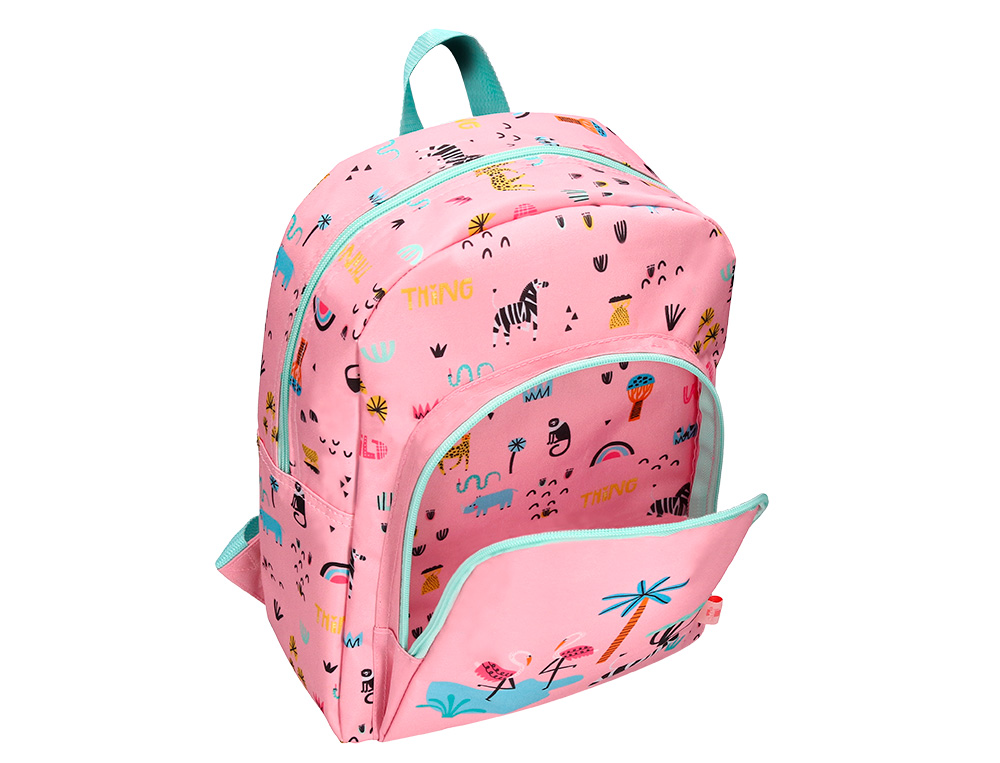 MOCHILA ESCOLAR LIDERPAPEL SAFARI INFANTIL ROSA CEBRA 330X110X250