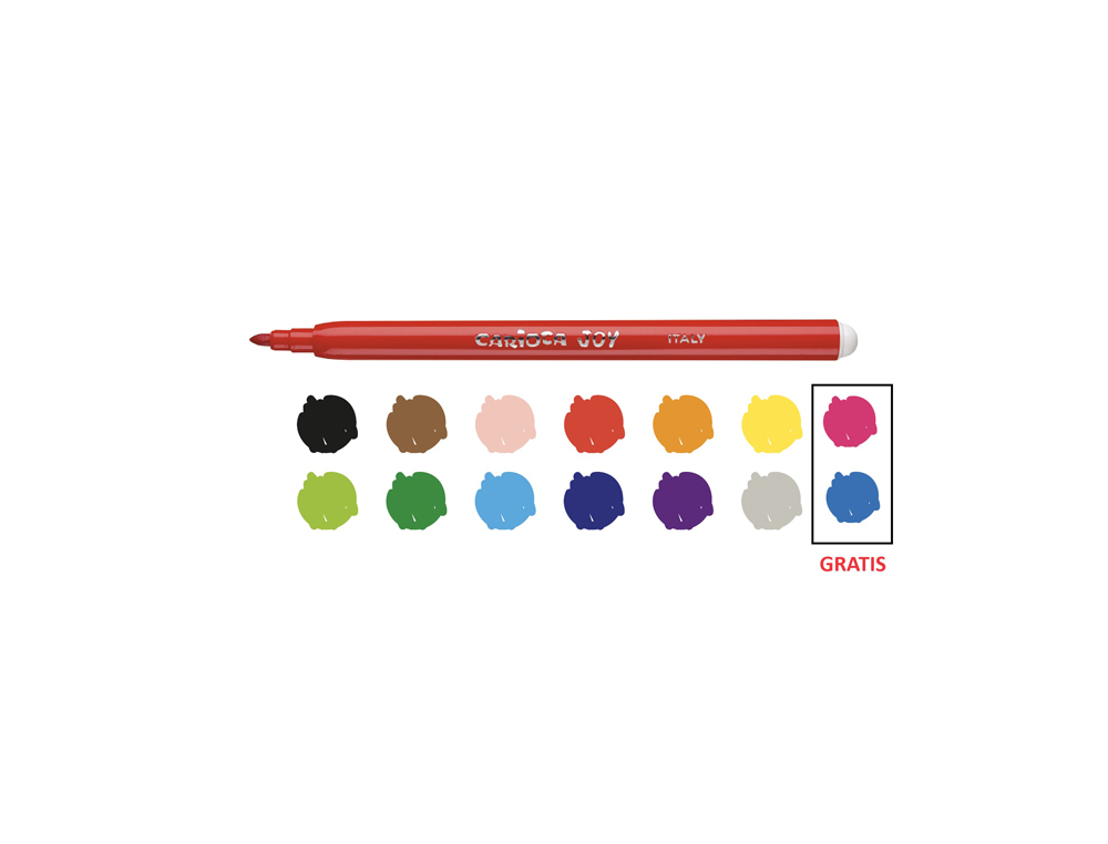 ROTULADOR CARIOCA JOY ESTUCHE DE 12 UNIDADES COLORES SURTIDOS + 2 GRATIS