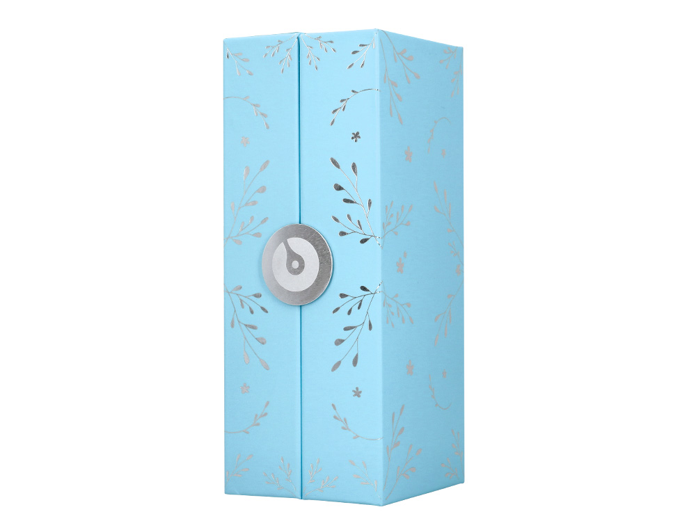 PLUMA BELIUS BELLA ALUMINIO COLOR AZUL CELESTE DISEÑO PLATEADO RELIEVE TINTA AZUL CAJA DE DISEÑO