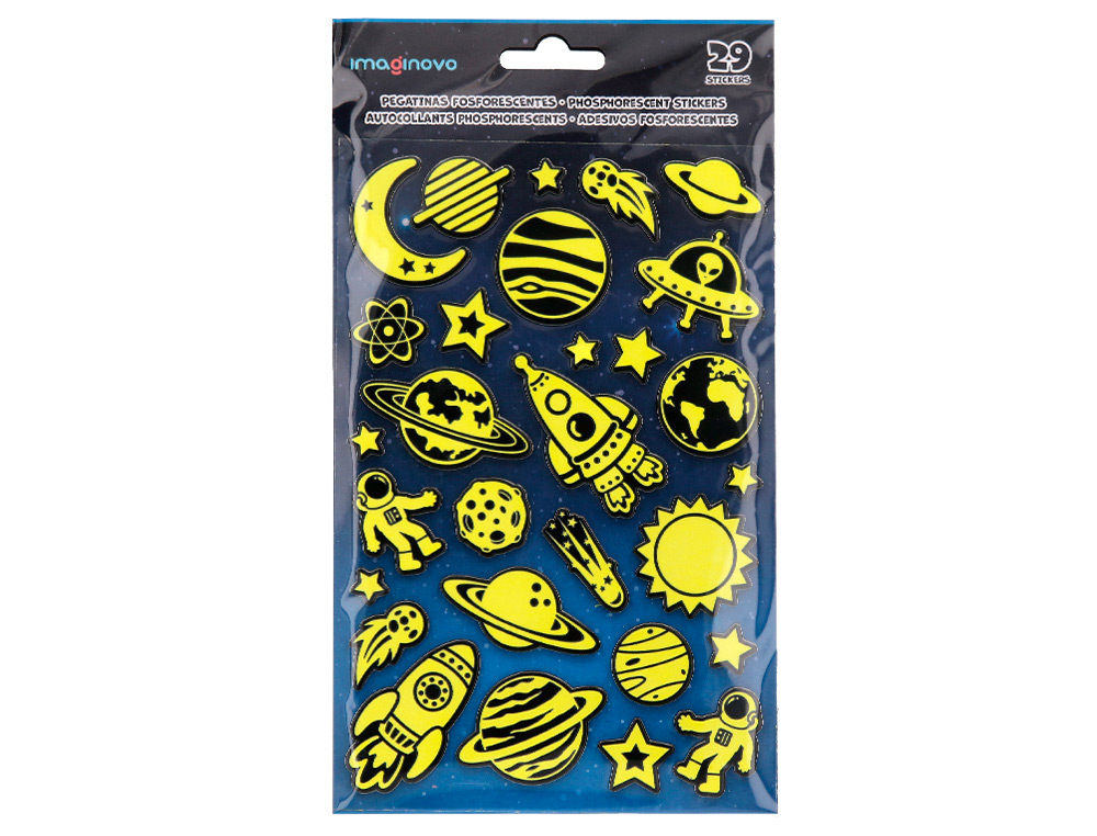 PEGATINAS IMAGINOVO LUMINOSAS PLANETAS CON RELIEVE 190X105 MM EN BLISTER