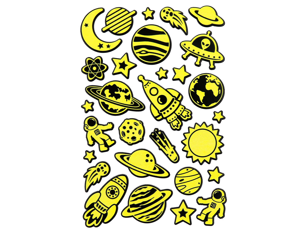 PEGATINAS IMAGINOVO LUMINOSAS PLANETAS CON RELIEVE 190X105 MM EN BLISTER