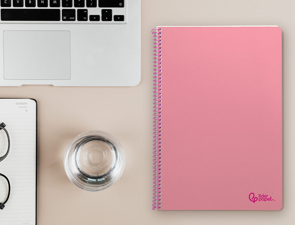 CUADERNO ESPIRAL LIDERPAPEL A4 SMART TAPA BLANDA 80H 75GR CUADRO 4MM CON MARGEN COLOR ROSA