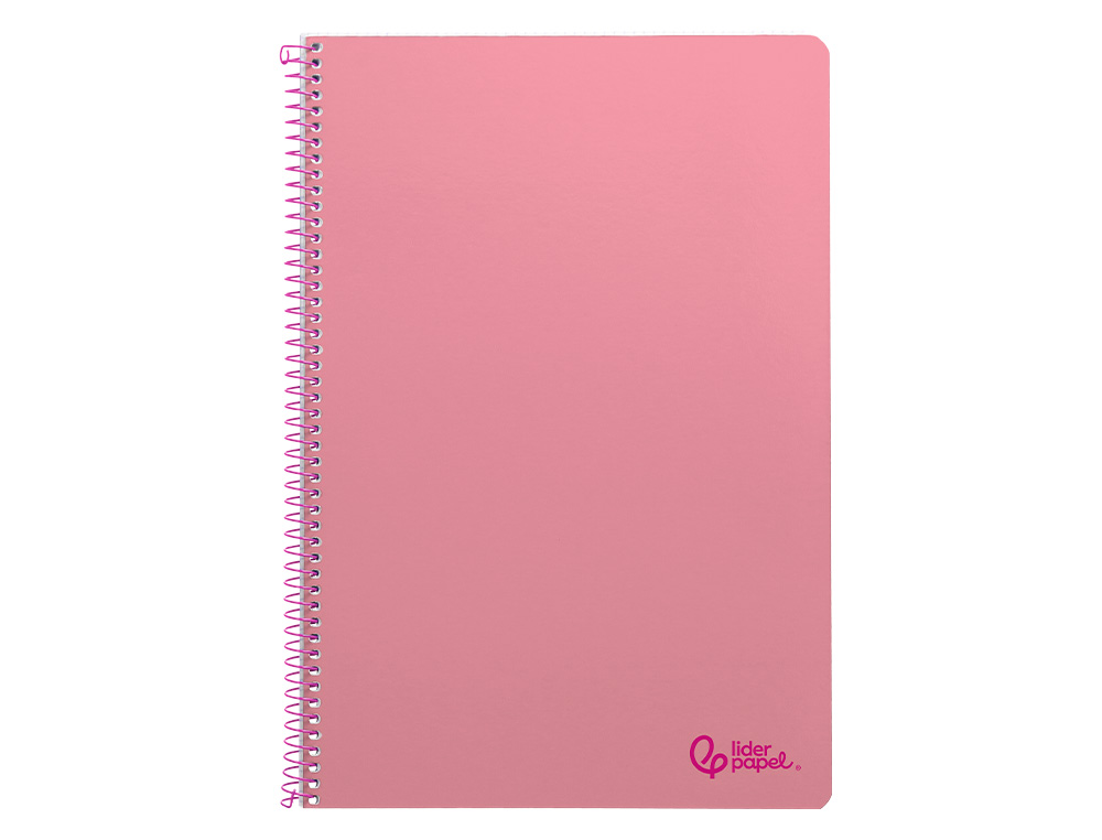 CUADERNO ESPIRAL LIDERPAPEL A4 SMART TAPA BLANDA 80H 75GR CUADRO 4MM CON MARGEN COLOR ROSA