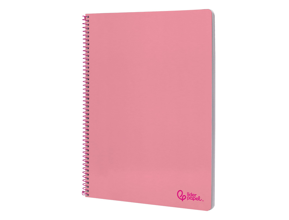 CUADERNO ESPIRAL LIDERPAPEL A4 SMART TAPA BLANDA 80H 75GR CUADRO 4MM CON MARGEN COLOR ROSA