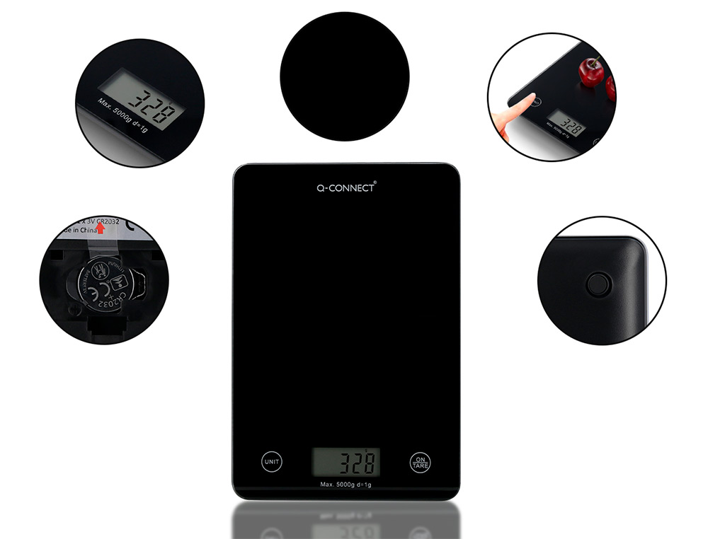BASCULA PRECISION Q-CONNECT DIGITAL CON PANTALLA LCD PRECISION 1 GR CAPACIDAD DE 5 GR A 5 KG 200X135X16MM