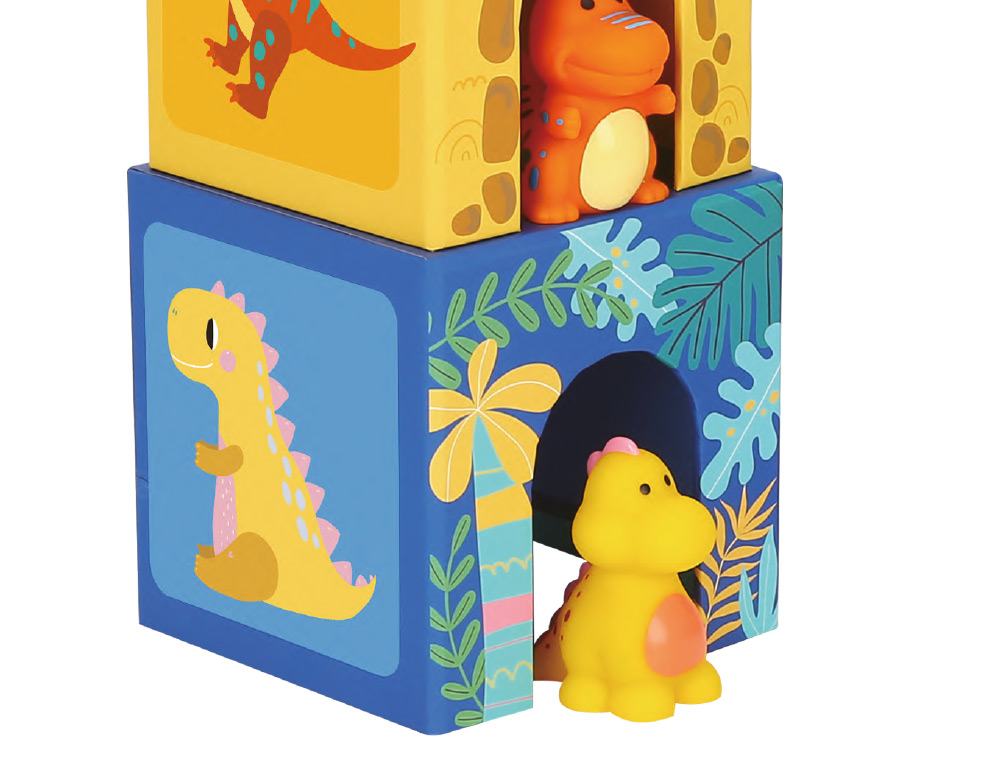 JUEGO INFANTIL IMAGINOVO CUBOS APILABLES NIDOS DINOSAURIOS +12 MESES 12 PIEZAS 13X13X13CM