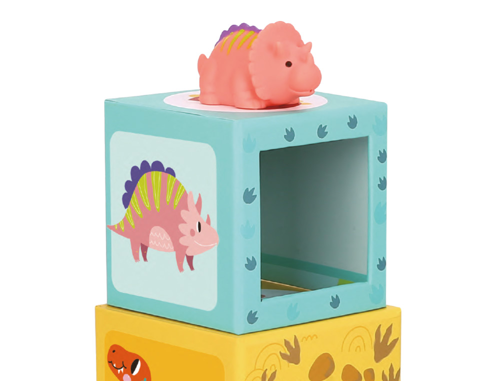 JUEGO INFANTIL IMAGINOVO CUBOS APILABLES NIDOS DINOSAURIOS +12 MESES 12 PIEZAS 13X13X13CM