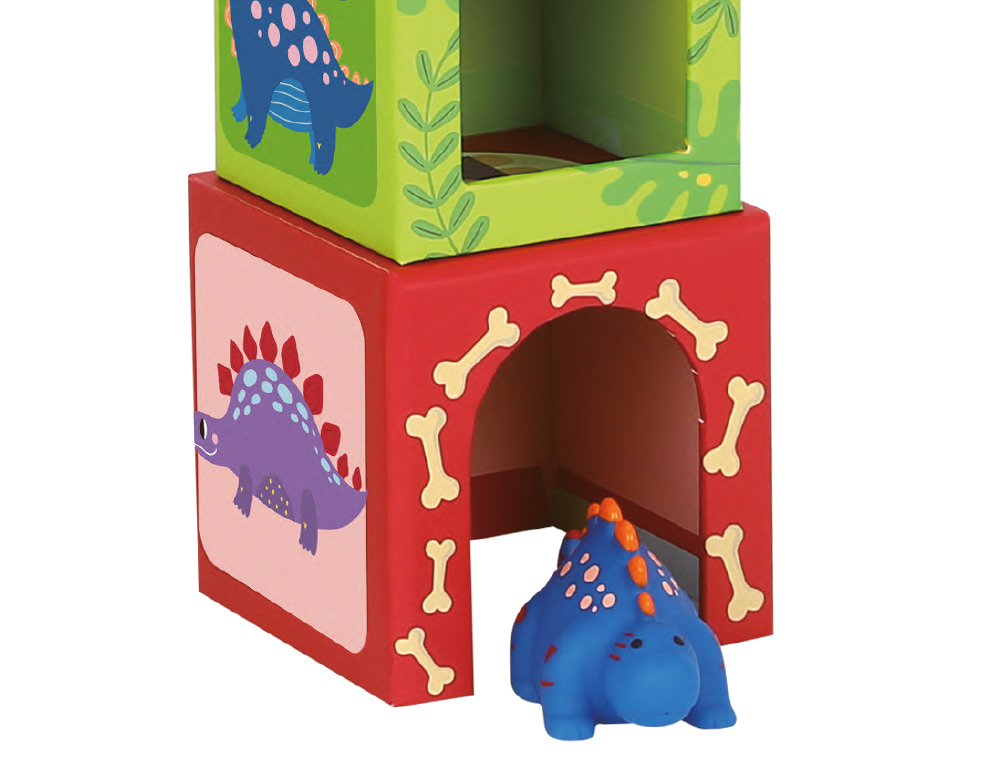 JUEGO INFANTIL IMAGINOVO CUBOS APILABLES NIDOS DINOSAURIOS +12 MESES 12 PIEZAS 13X13X13CM