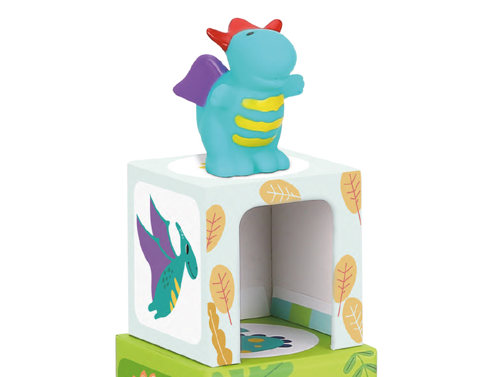JUEGO INFANTIL IMAGINOVO CUBOS APILABLES NIDOS DINOSAURIOS +12 MESES 12 PIEZAS 13X13X13CM