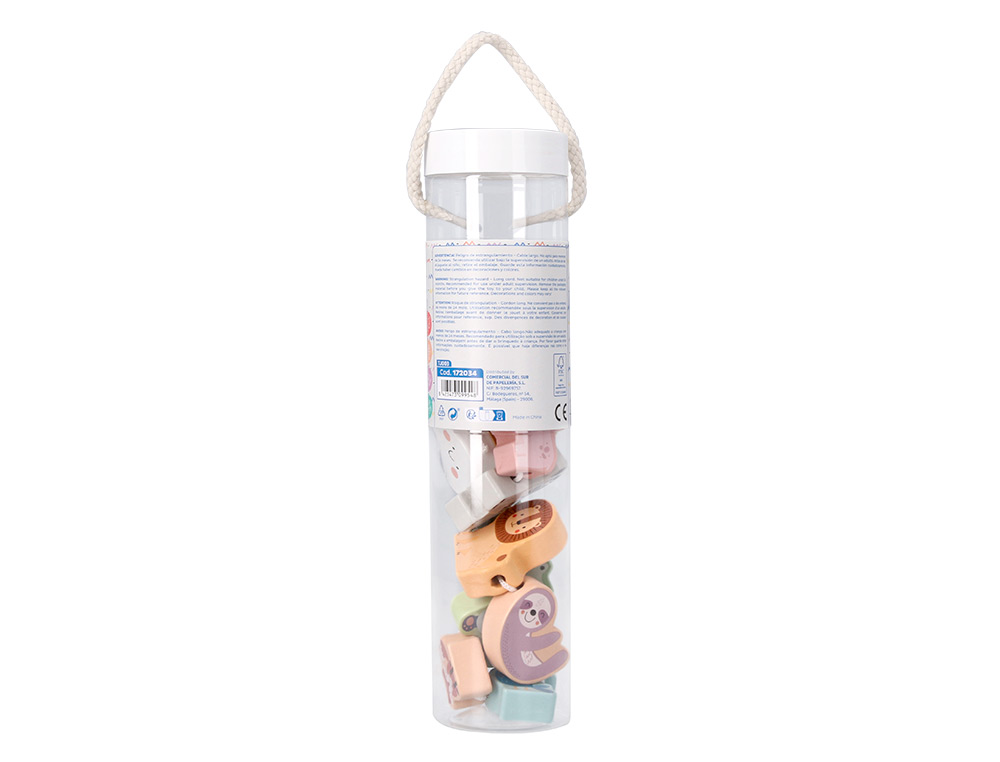 JUEGO INFANTIL IMAGINOVO MADERA CUENTAS ANIMALES PARA ENHEBRAR +24 MESES 13 PIEZAS 27X6,5X6,5CM