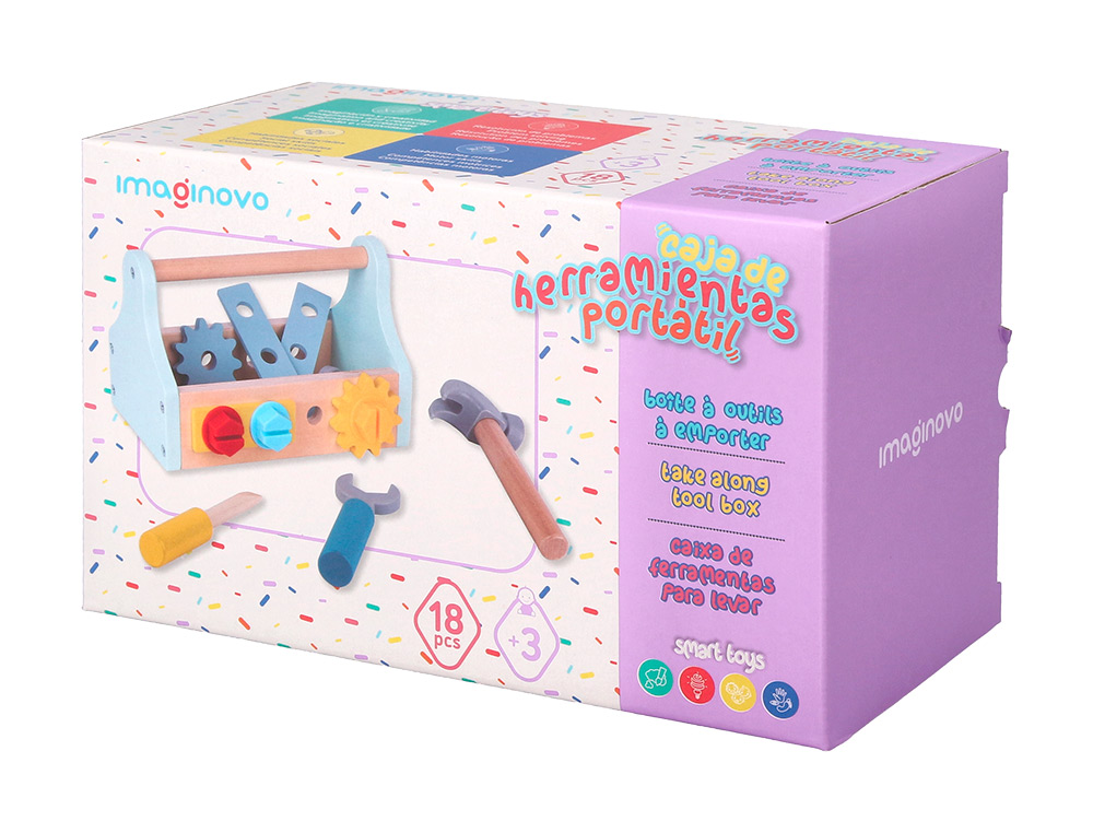 JUEGO INFANTIL IMAGINOVO MADERA MALETIN DE HERRAMIENTAS +3 AÑOS 18 PIEZAS 21,4X13,2X11CM